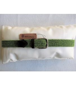 art. 802 LANA MELANGE in intreccio elastico mm.35 var.63 verde aloe + art. 48 NAPPA CALF var.2 t.moro