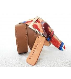 art. 381 DIPINTO A MANO mm.35 var.5000 bluette-bordò-taupe-beige + art. 49 KANSAS CUOIO var.41 taupe