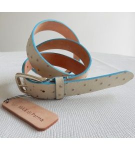 art. 652 STRUZZO SEMIOPACO mezzo vitello mm.30 var.102 beige con costa celeste in contrasto